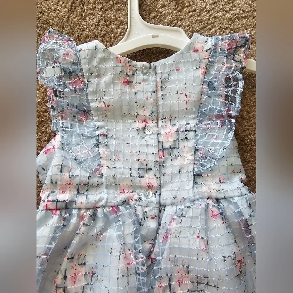 Mia & Mimi Blue Floral Organza Dress Baby Girl